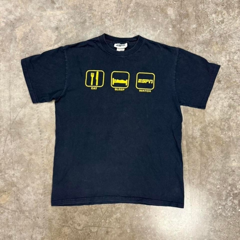 Vintage Navy Blue ESPN "Eat, Sleep, ESPN" Promo Tee‎ Size M